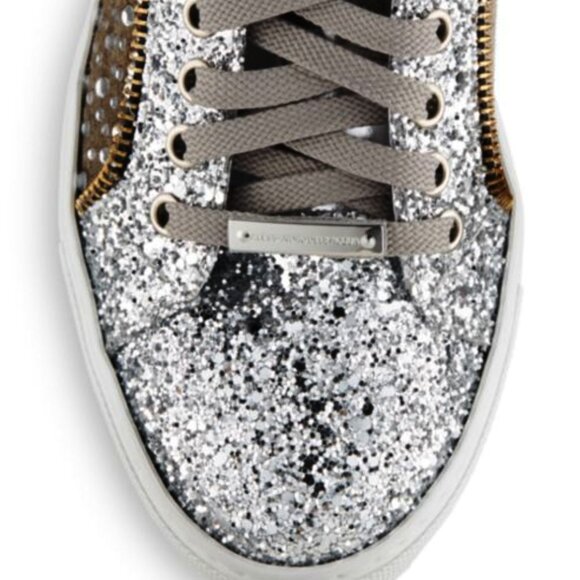 Alessandro Dell’ Acqua Leather Lace-up Glitter Rhinestone Sneaker Shoe US 9B NIB - Picture 10 of 11